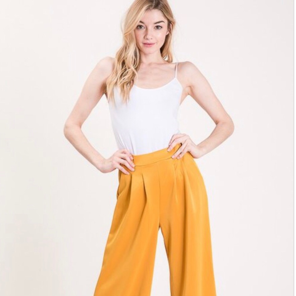 Wide leg Mustard pants. Email ibbygs@yahoo.com
